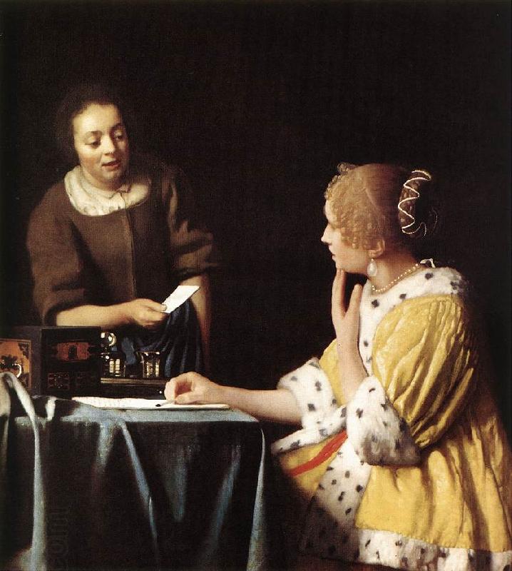 Jan Vermeer Lady with Her Maidservant Holding a Letter China oil painting art